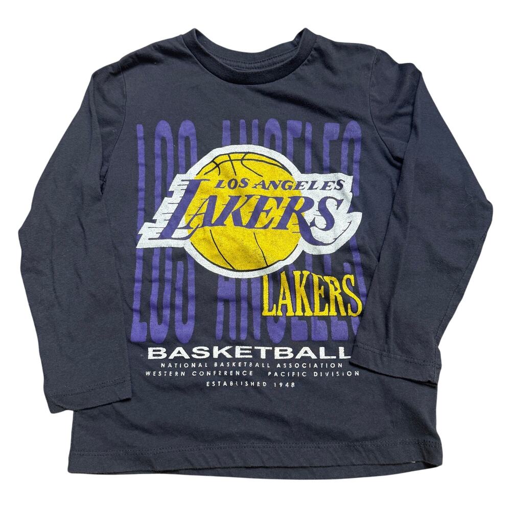 LOS ANGELES LAKERS NBA KIDS YOUTH LONG SLEEVE SHIRT TEE TSHIRT BLACK 6/7 medium
